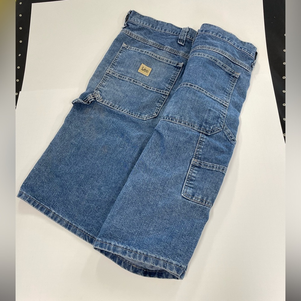 Lee 1889 Denim Carpenter 7 Pocket Hammer Loop Blue Jean Shorts 52 Waist - Picture 4 of 9